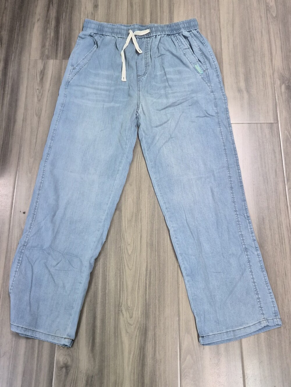 Women's Light Blue Casual Drawstring Jeans
